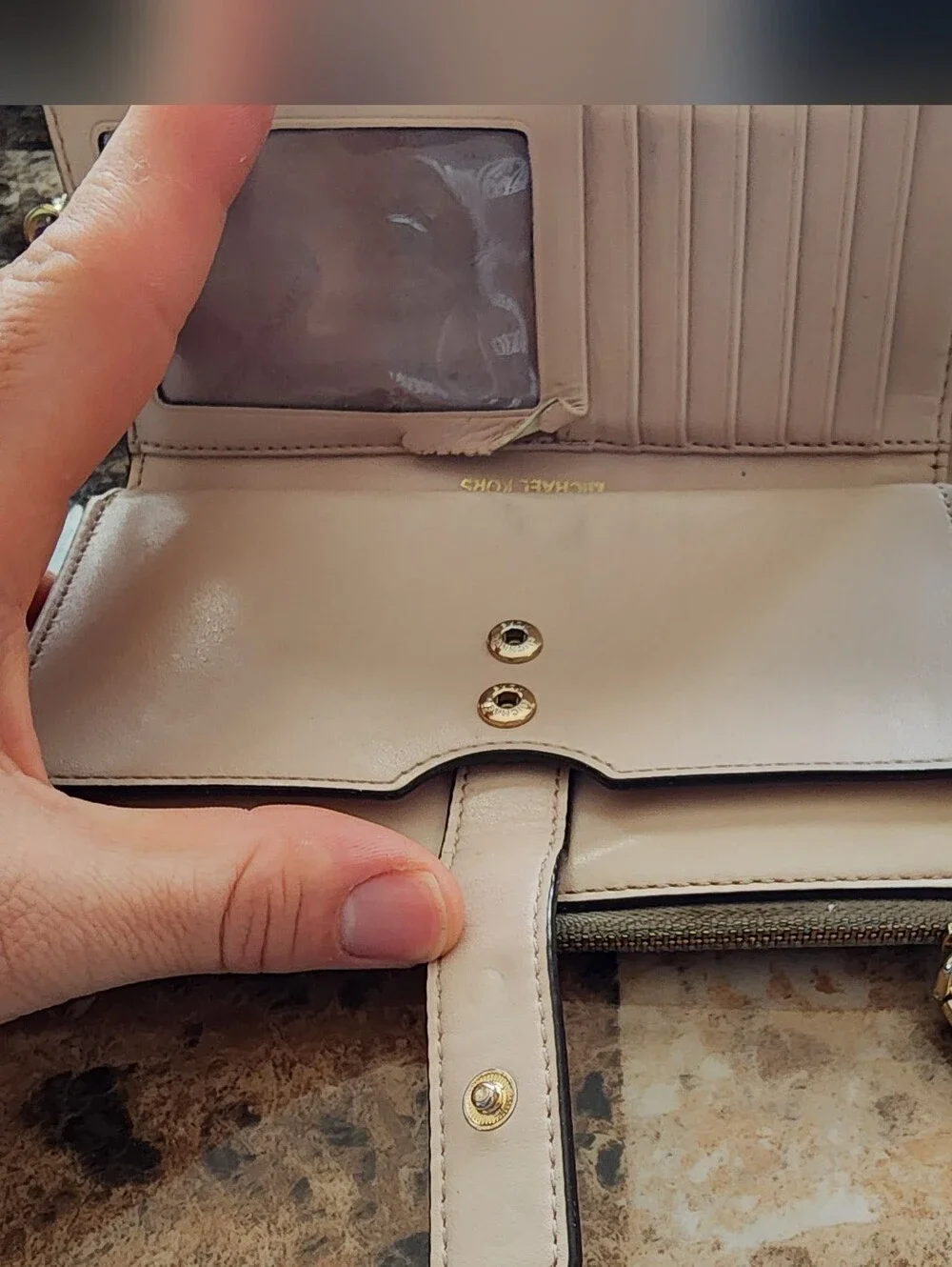 Michael Kors Pebbled Leather Wristlet Wallet Soft Pink/Gold & Continental Wallet